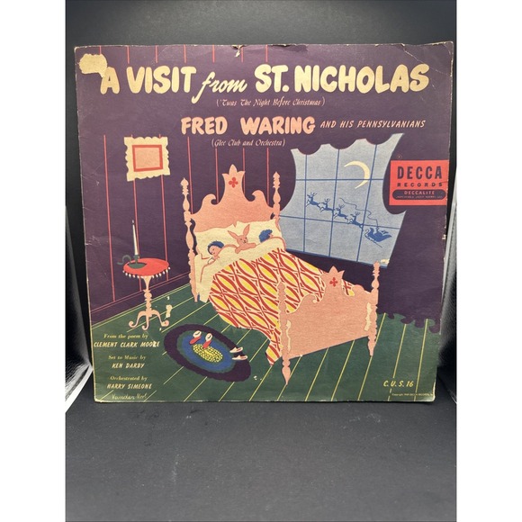 Fred Waring A Visit From St. Nicholas Twas the...Book & Record Set 10"  78 RPM - Picture 1 of 11